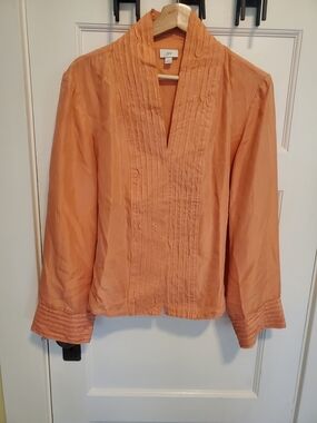 J. Jill Peach Pintuck V-Neck Blouse